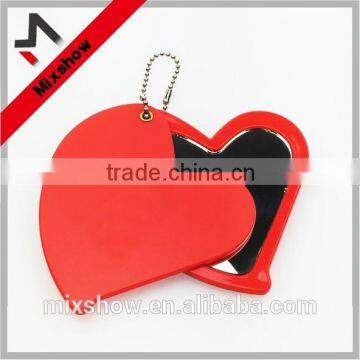 Plastic double sides heart shaped pocket mirror cheap for promotion gifts