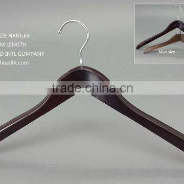 The HEAD deep color curved wooden hanger large size high quality top hanger for wholesale