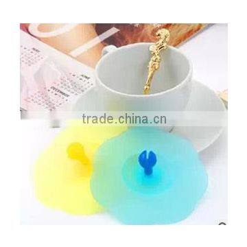 Cute Heart Shape Silicone Cup Lid Cover Cap With Spoon Holder Wholesale