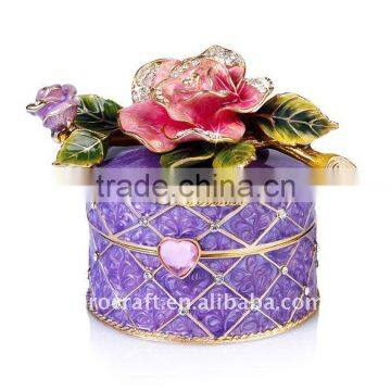 Rose Design Jewel Case Jewellery Box Wedding Gift Pewter Box Home Decoration