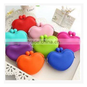 Wholesale high quality heart shaped silicone purse,coin purse of silicone