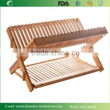 Collapsible Bamboo Drying Rack for dishes and Plates