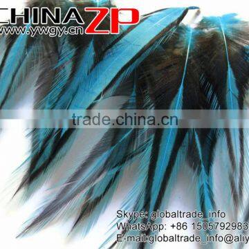 CHINAZP Good Quality Cheap Feather Size From 10cm to 15cm Dyed Blue Lace Medium Rooster Feathers for Wedding Decoration photo-2