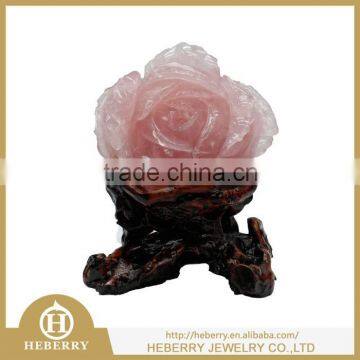 Madagascar rose quartz crystal flower carving for wedding gift or home decoration