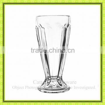 High quality 350ml milkshake glass cup,ice cream glass tumbler with thick stand for dessert