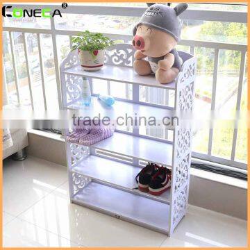 New wood engraved interior decoration simple storage rack shelf waterproof shoe rack