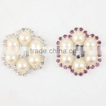 Wholesales Round Crystal Pearl Jewelry Button For Wedding Dress