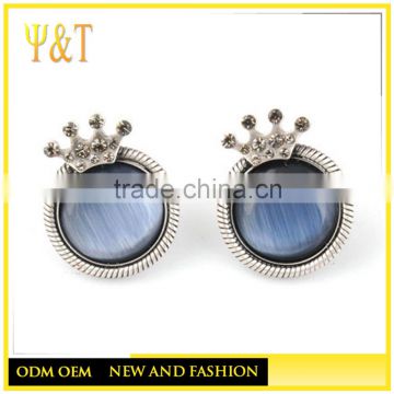 China factory 925 sterling silver natural fresh water pearl silver crown ball stud earrings for girls (AE-035)