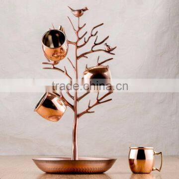 Copper Metal Wire Mug Holder, Mug Stand, Mug Tree cups COPPER MUG HANGING TREE SHOT GLASS TREE