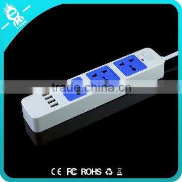 4 Usb 3-pin Plug Retractable Extension Pvc Multiple Power Socket With Switch photo-5