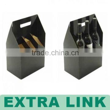 factory price custom design black carton material 6 bottle carrier wine package