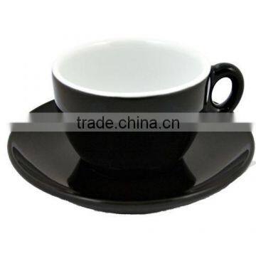 3oz to 16oz Black Color Glazed Ceramic Stoneware Coffee Tea Cups and Saucers Sets