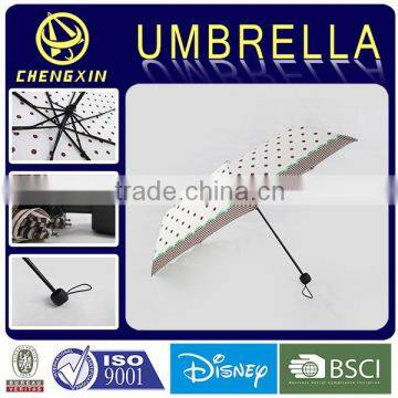 popular portable rubber handle 3 folding umbrella