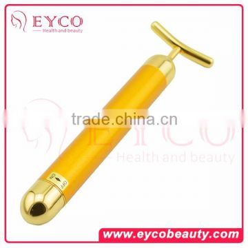 Energy 24K Gold Beauty Bar Vibrating Facial Massager anti-wrinkle energy roller T shape beauty pen online beauty shopping