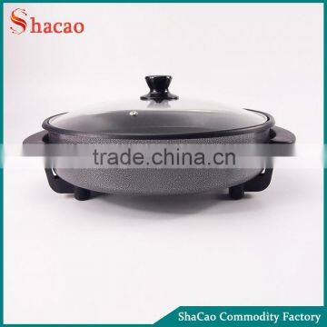 Black Non-Stick Skillet Electric Frying Pan Temperature Control With Glass Lid