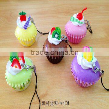 Cute PVC food model - LOVE Fruit cream cupcakes charm/phone straps/ keychain/chain