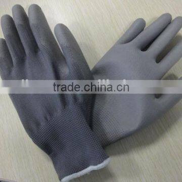 grey nylon grey pu coated gloves