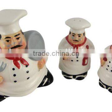 Personalized Handmade Color Glazed Decorative Chef Napkin Holder Shakers