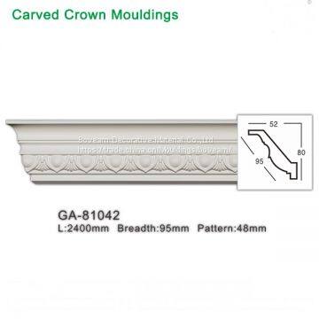 Polyurethane Foam Carved Crown moulding Cornice