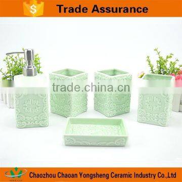 Blue And White Porcelain craft ceramic bathoom set ,home accessory bath set
