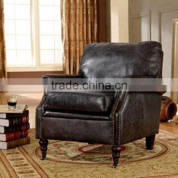 Traditional American Replica Chesterfield Genuine Leather Sofa With Cushion