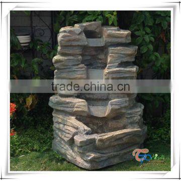 High quality outdoor rock garden resin water fountain