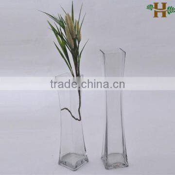 Clear Rectangle Tall Glass Vases for Centerpieces, Clear Tall Wedding Glass Vases