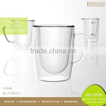 Hot Sale New Design Glass Cola Cups with Handle