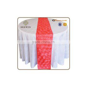 12x108 fashionable satin rosette table runner for wedding deco and home use