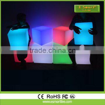 plastic led light cube seat/high quality led cube chair furniture sale