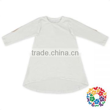 Asymmetrical Design New Model Kids Tshirts Plain White Soft Cotton Long Sleeve Girls Shirt