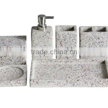 6 pcs Terrazzo Concrete Bathroom Accessory Set Soap Dish , Dispenser , Toothbrush Holder