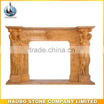 Yellow marble made fireplace mantles for indoor decorative