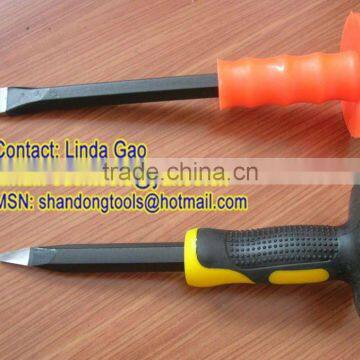 drop-forged hex shank flat point tip chisels with TPR hand guard