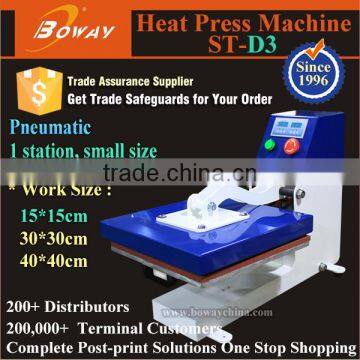 Single Small Size Drawing Out Stations Pneumatic Fabric Heat Press Printing Machine