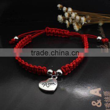Heart Charm Red Cord Handwoven Bracelet Red Luck Friendship Bracelet Best Mother's Day Bracelet Gifts photo-4