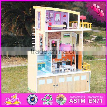 2016 New Design Girls Pretend Play Wooden Beachfront Mansion Dollhouse W06A153 photo-6