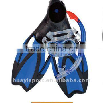 Silicone and PVC diving mask snorkel fins scuba triple set