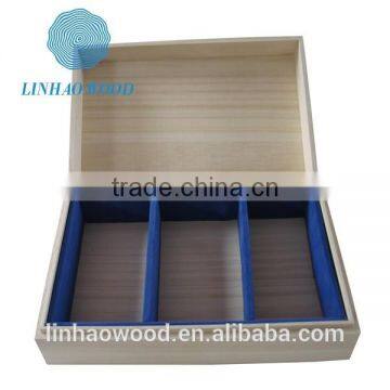 simple disign cheap wooden tea storage box with dividers