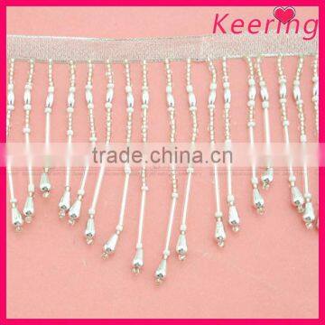 wholesale decorative silver beaded fringe trim for curtain WTP-1299