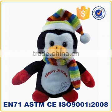 Plush penguin with scarf stuffed christmas plush animals penguin