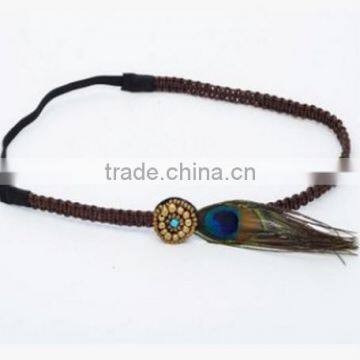 Vintage Style Long Feather Woven String Hair Jewelry Adjusted Woven Cord Feather Hair Accessories Women Hair Decorations photo-6