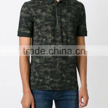 Tonal Green Pima Cotton Camouflage Print Polo Shirt Design photo-2