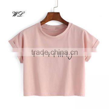 2017 Wholesale woman summer t-shirt fashion printing woman clothing custom woman wear