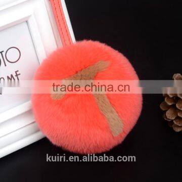 Selling English Letters Design Rex Rabbit/fox Fur Pom Pom Keychain photo-3