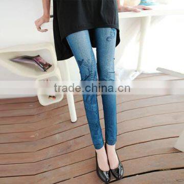 2015 Hot Sale Stretchy Fake Jeans Printing Girls' Tights Leggings photo-4
