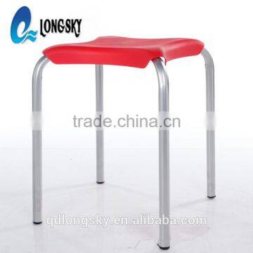 LS-4010 Cheap Colorful Small Plastic Square Stacking Stools With Metal Legs Portable Wholesale photo-5