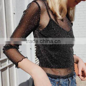 Chiffon Long Sleeve Nightclub Top For Woman Top photo-2