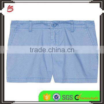 High Quality Solid Colored Belt Loop Boys Denim Shorts Made of Twill