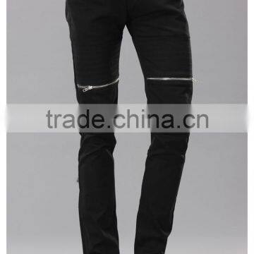 100% cotton long pants with zipper/black fashionable pants for men P-23